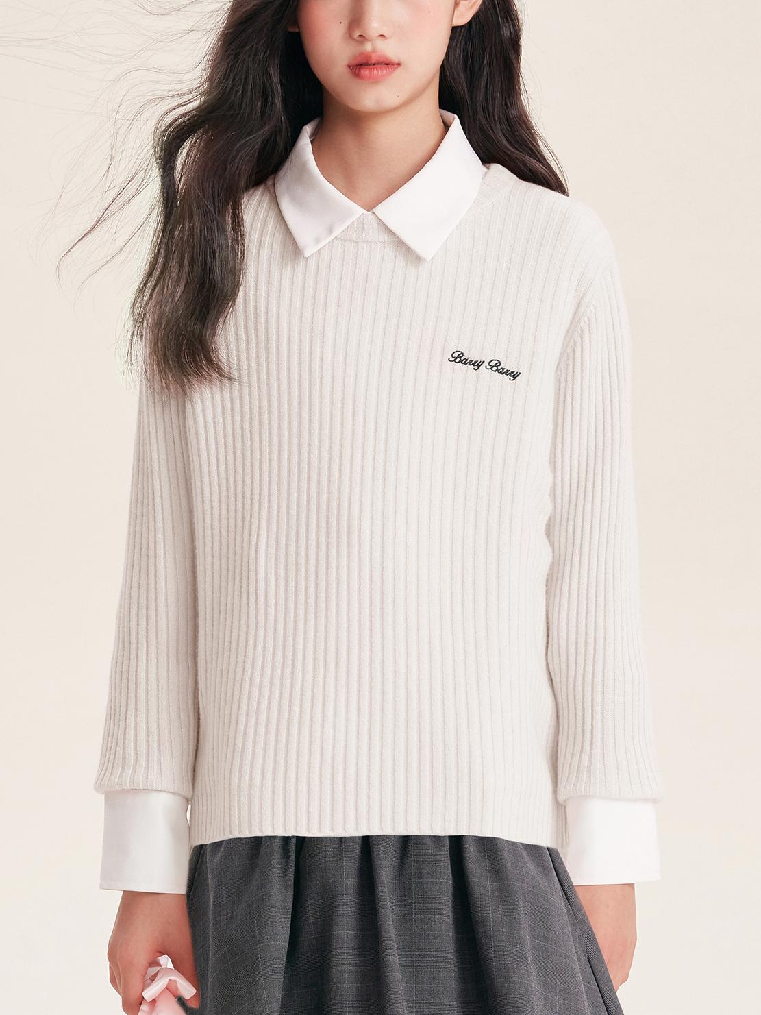 Girl's Solid Color Knit Sweater Crew Neck Pullover