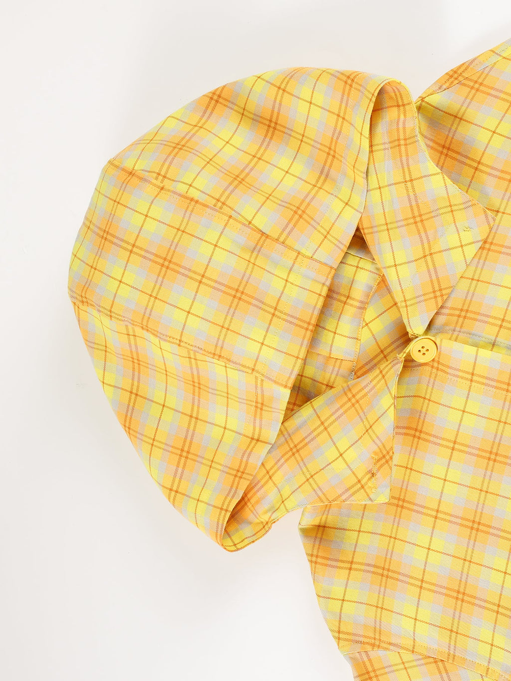 Girls Yellow Plaid Long Sleeve Loose Fit Shirt