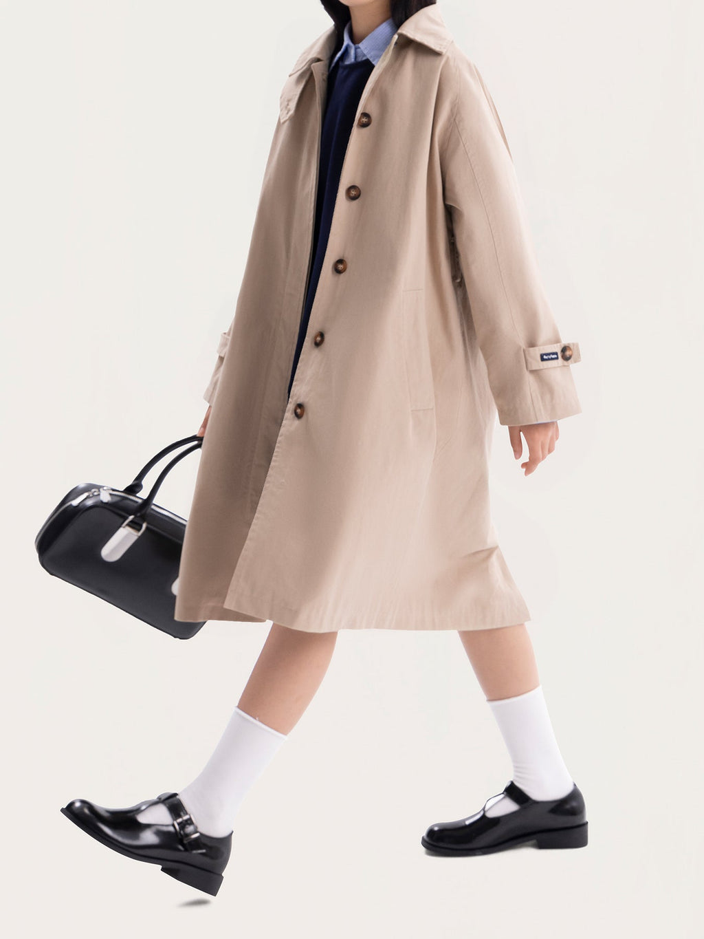 Girls Oversized Trench Coat in Neutral Maillard Style