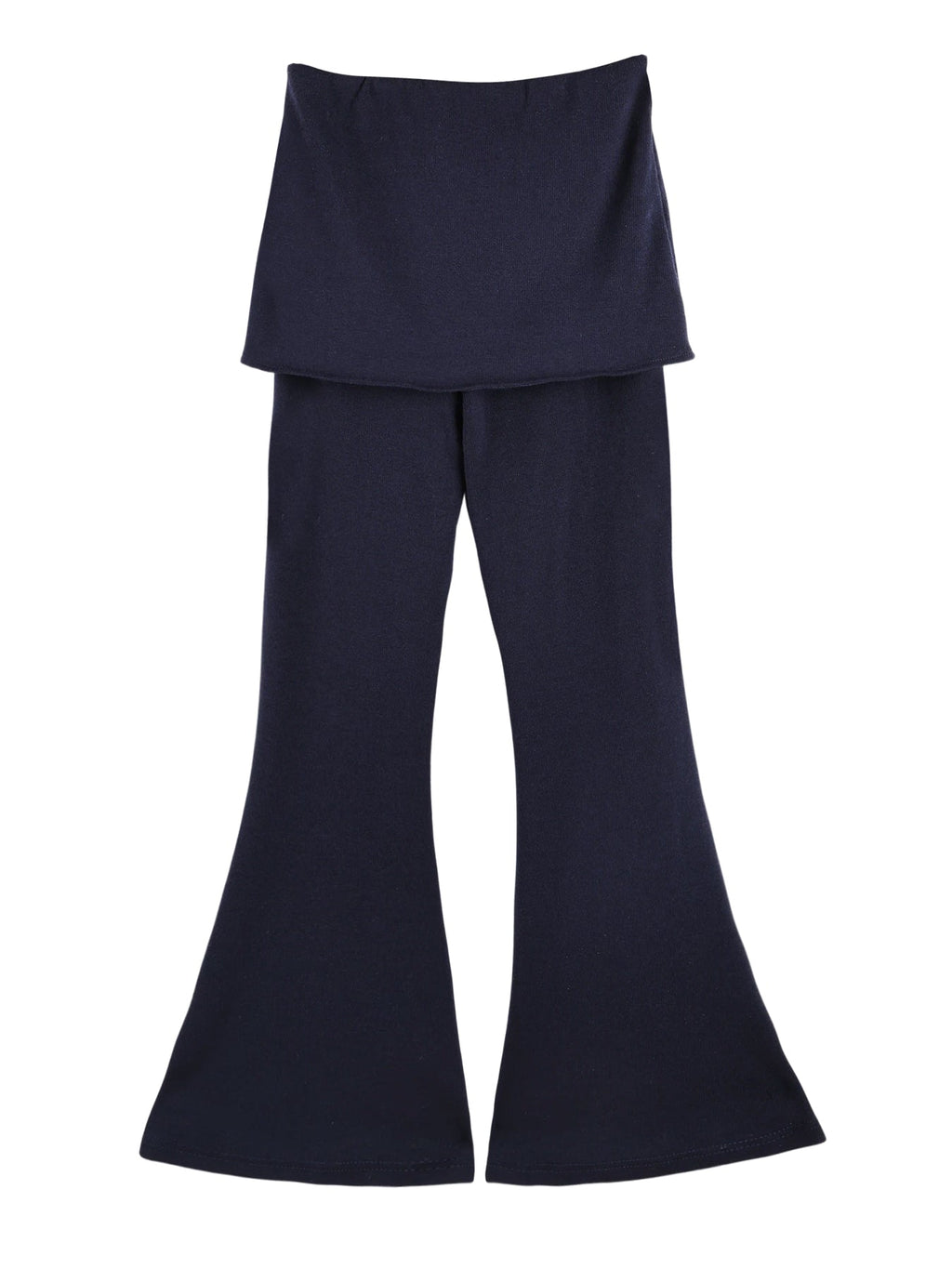 Girls Flared Pants with Skirt Overlay and Logo Embroidery