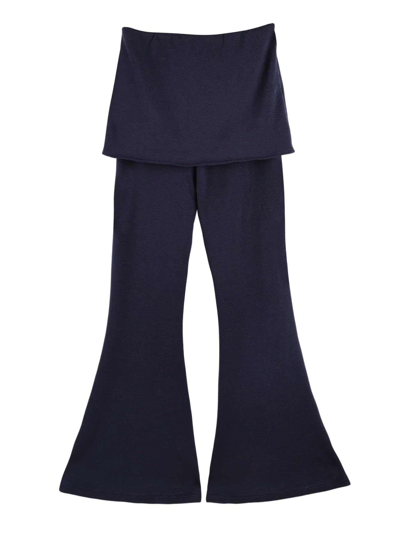 Girls Flared Pants with Skirt Overlay and Logo Embroidery