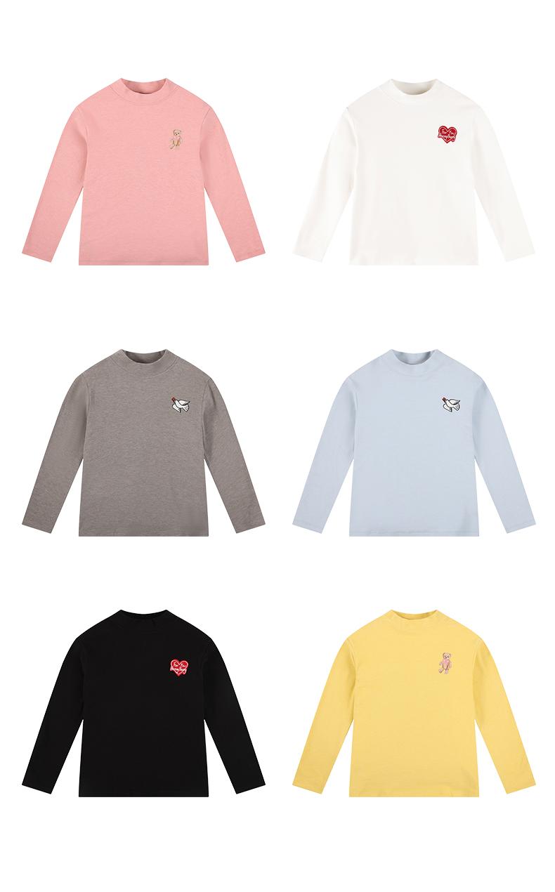 Girls Mock Neck Thermal Top Embroidered Long Sleeve Tee
