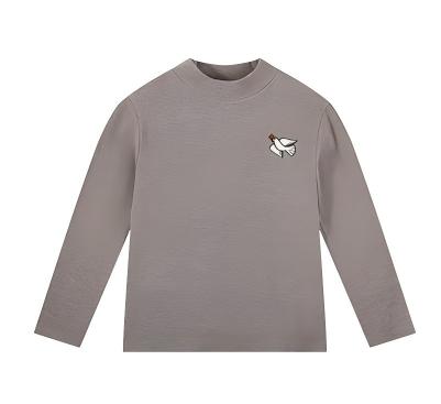 Girls Mock Neck Thermal Top Embroidered Long Sleeve Tee