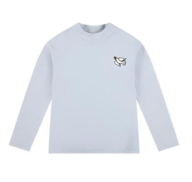 Girls Mock Neck Thermal Top Embroidered Long Sleeve Tee