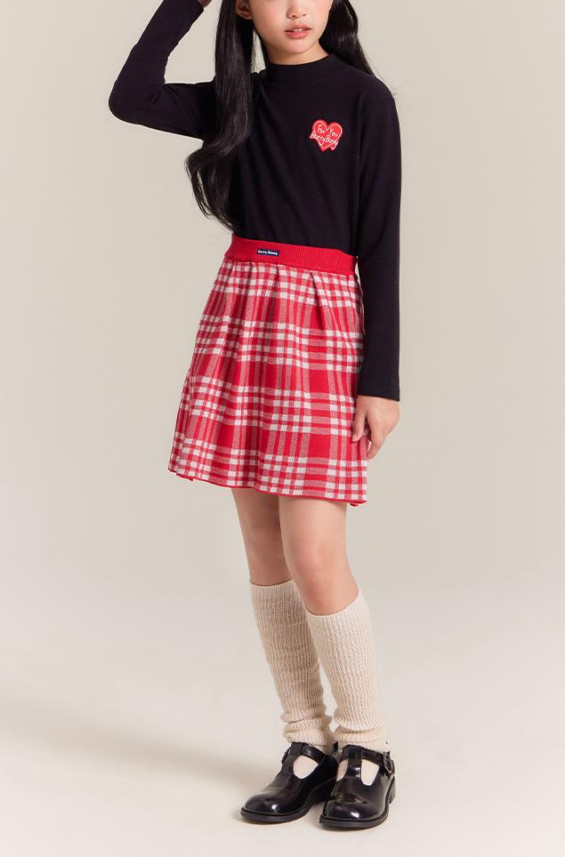 Girls Mock Neck Thermal Top Embroidered Long Sleeve Tee
