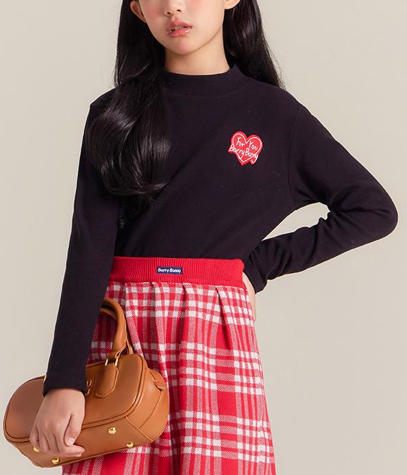 Girls Mock Neck Thermal Top Embroidered Long Sleeve Tee