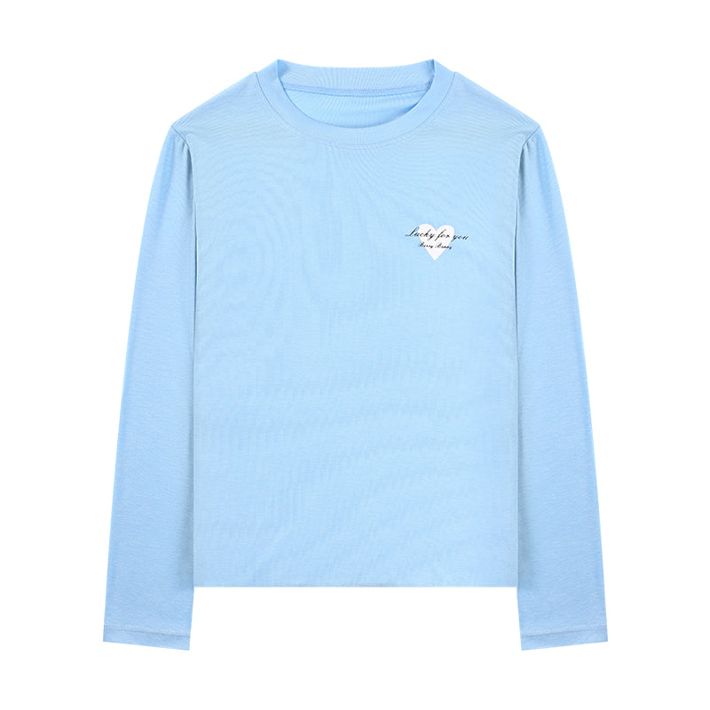 Kids Long Sleeve Solid Color Slim Fit T-Shirt