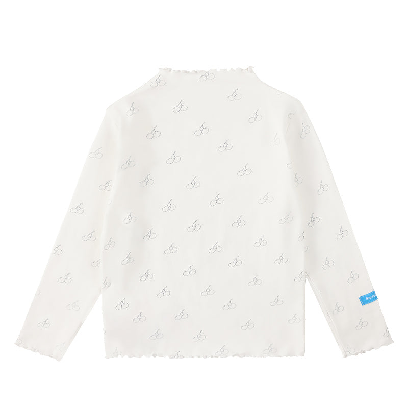 Girls Cherry Print Long Sleeve Slim Fit T Shirt