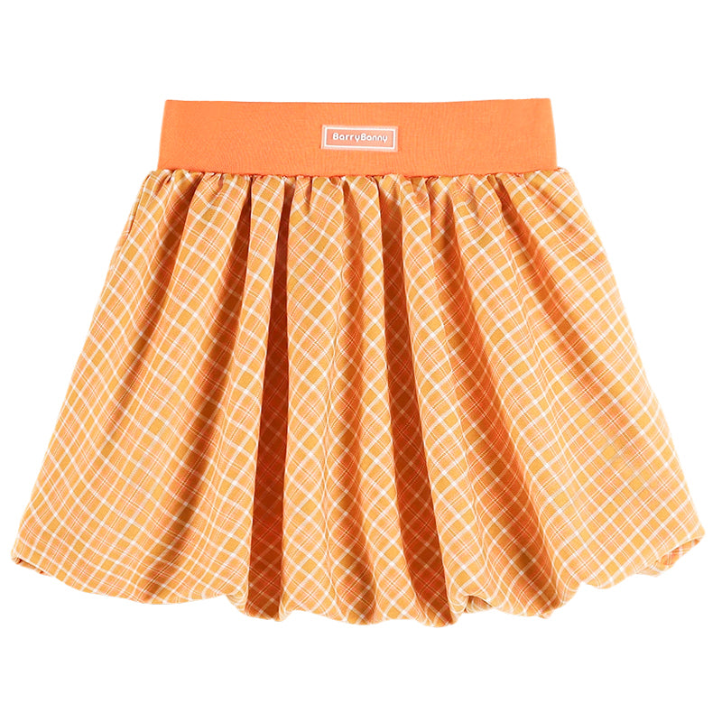 Orange Plaid Ruffle Skirt for Girls