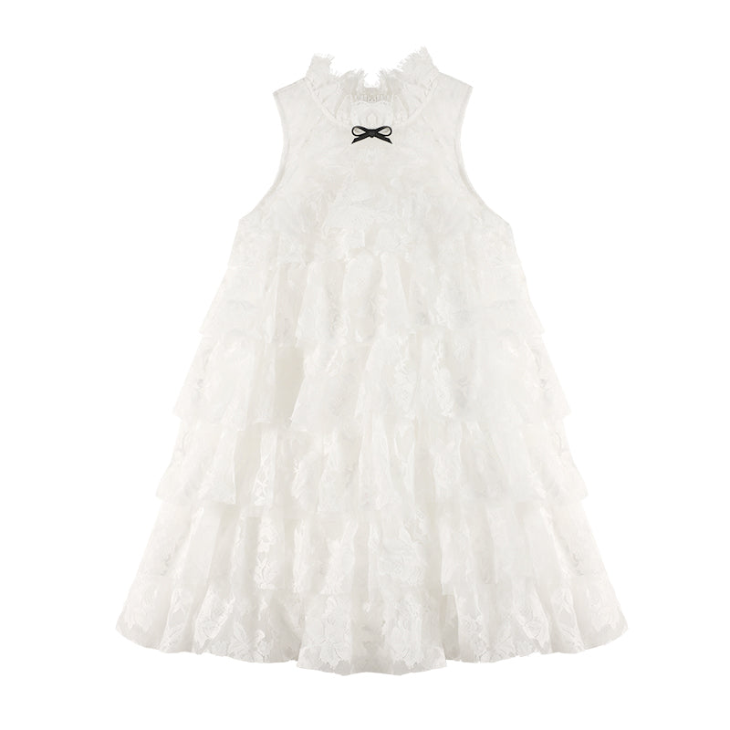 Girly Lace & Tulle Sleeveless Princess Dress for Girls