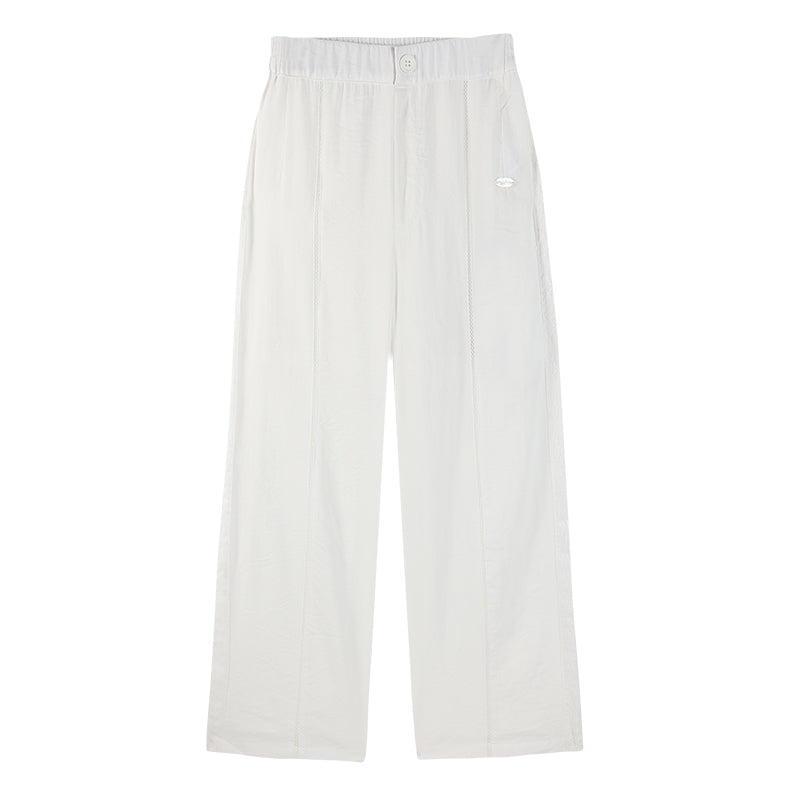 Girls White Loose Fit Wide Leg Casual Pants