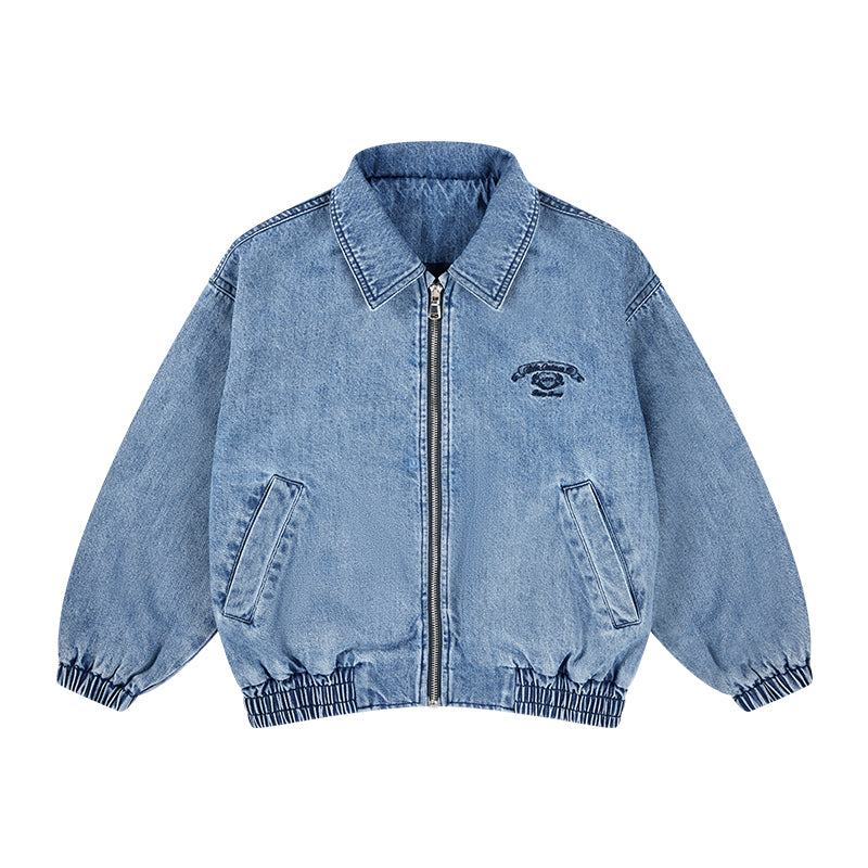 Vintage Denim Jacket for Kids - Retro Zip-Up Outerwear