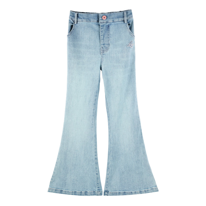 Embroidered High-Waisted Flare Jeans for Girls