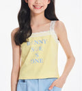 Girls Lace Trim Letter Print Summer Tank Top Cami