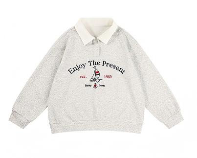 Girls Vintage Polo Sweatshirt & Wide Leg & Skirt Set - Retro Style