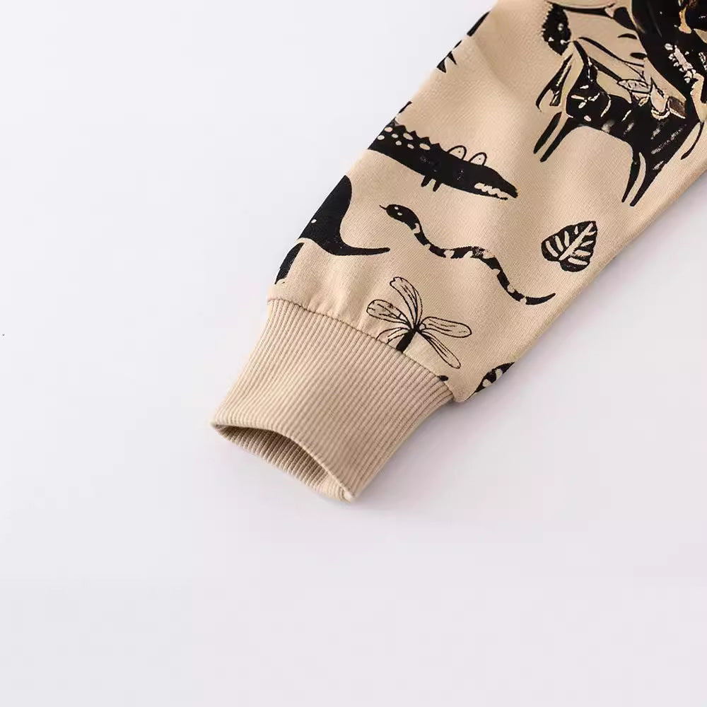 Kids Animal Print Crew Neck Sweatshirt Boys Girls Jungle Pattern Long Sleeve Casual Pullover Top