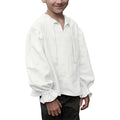 Kids V Neck Tie Collar Linen Shirt Boys Girls Long Sleeve Puff Sleeve Ruffle Cuffs Casual Blouse