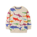 Kids Colorful Shark Print Crew Neck Sweatshirt Boys Girls Long Sleeve Casual Pullover Top