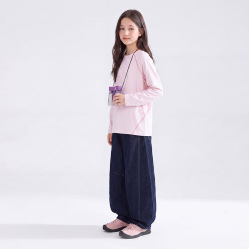 Boys Girls Raglan Long Sleeve T Shirt Kids Contrast Stitching Casual Athletic Top