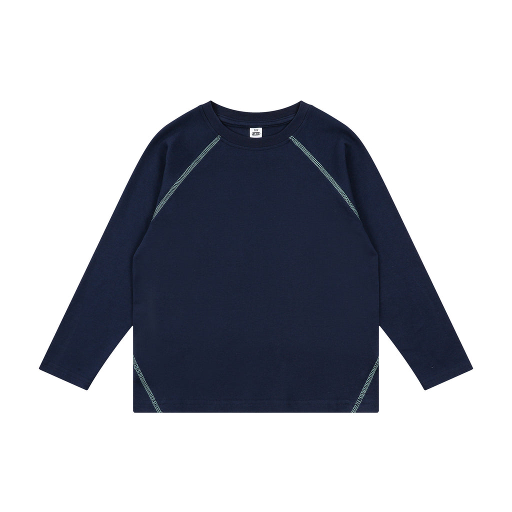 Boys Girls Raglan Long Sleeve T Shirt Kids Contrast Stitching Casual Athletic Top