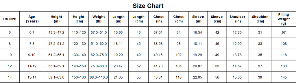 Girls Winter Down Puffer Jacket 90% White Duck Short Coat