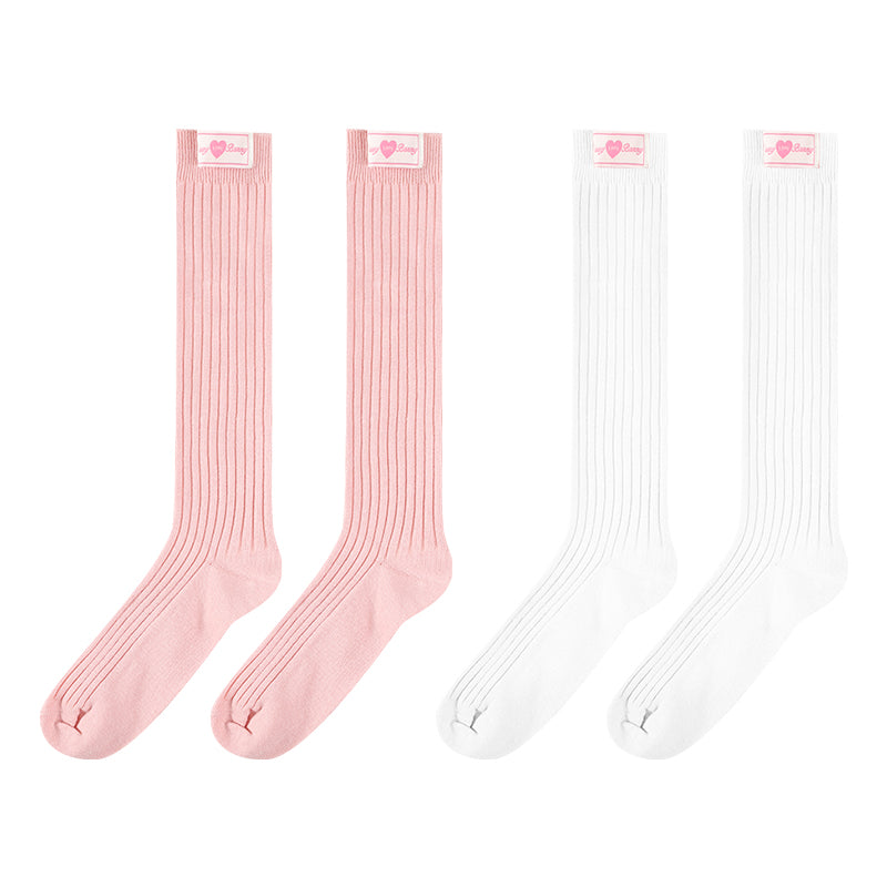 Kids Simple Cotton Ribbed Knee-High Socks