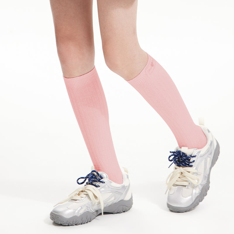 Kids Simple Cotton Ribbed Knee-High Socks