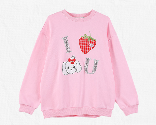 Dog & Strawberry Print Sweatshirt for Kids